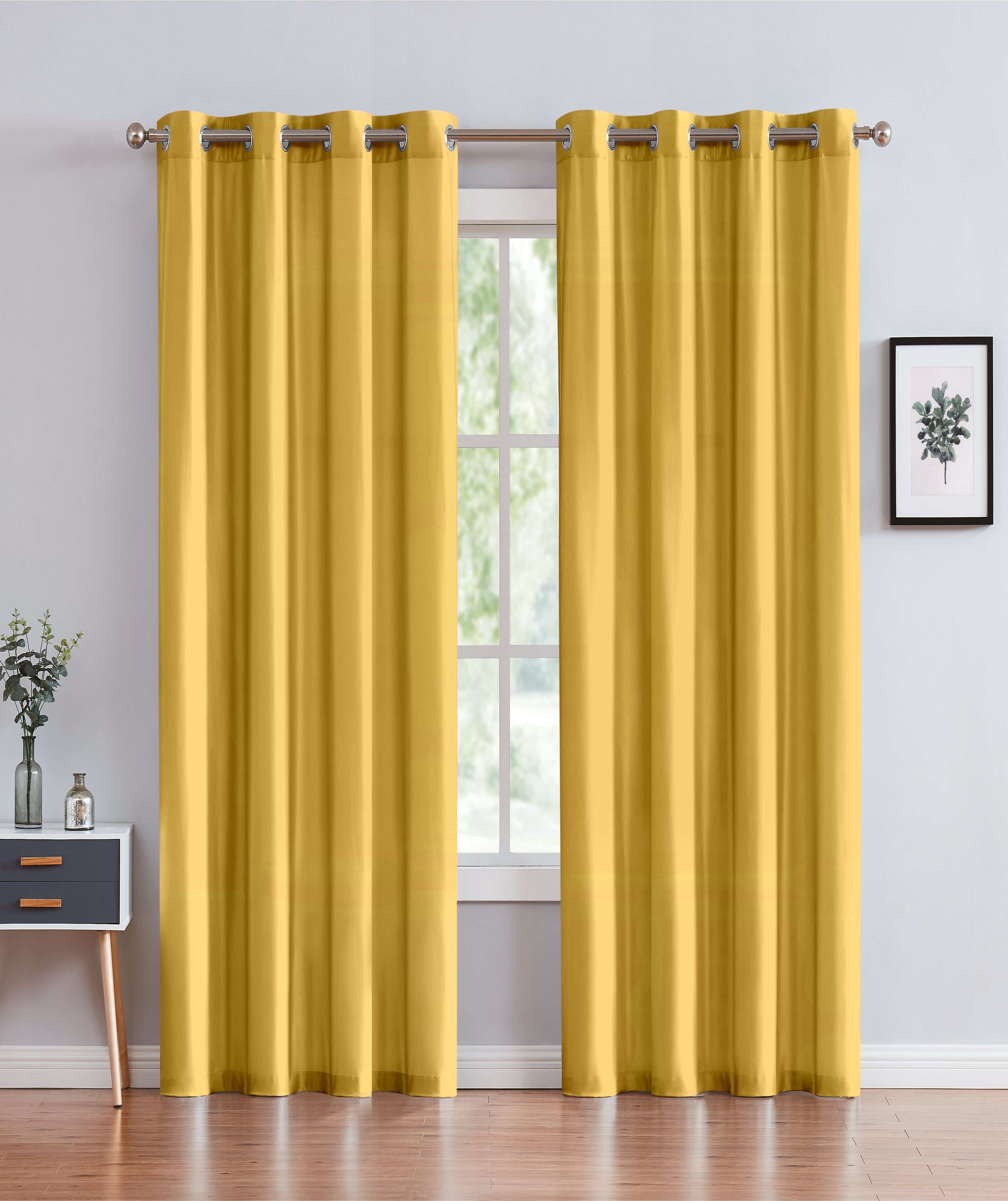 Janice 54x90 Grommet Blackout Curtain - Yellow – Kashi Home